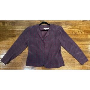 Vintage Maroon Floral Medallion Button up Blouse - Jos.A.Bank - Size 14 Women's